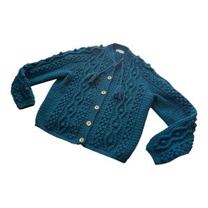 Women's Teal Cable Knit Sweater